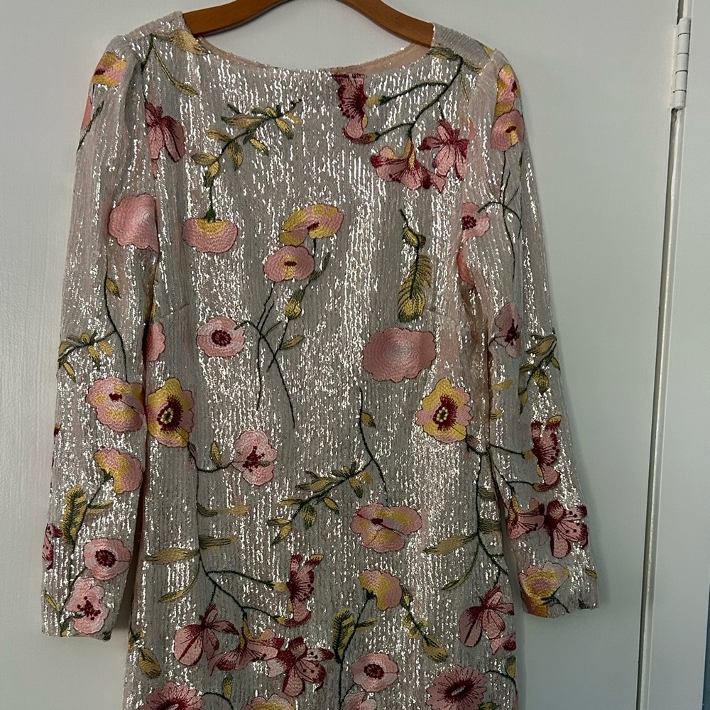 Boston Proper Size 8 Floral Sequin Dress